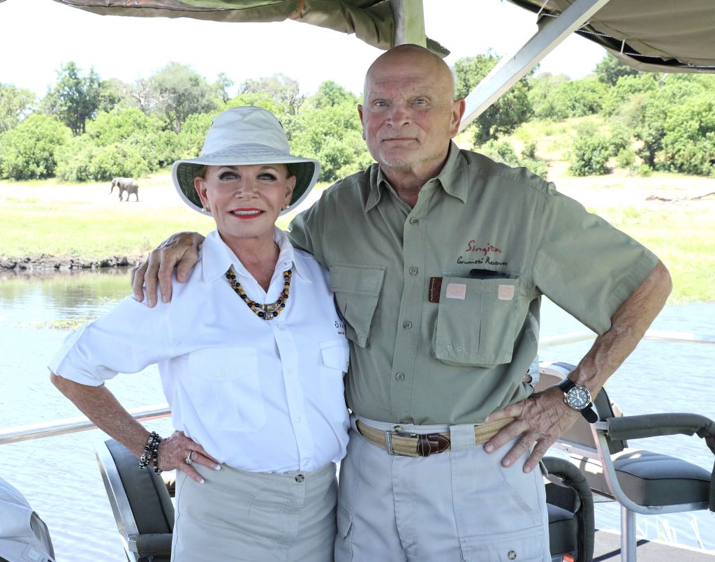 Steve and I on the pontoon on the Chobe river!